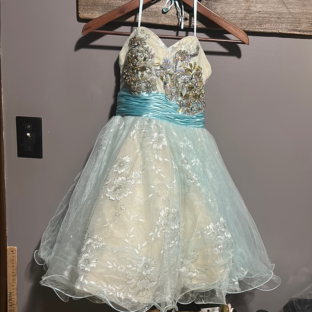 Graduation Prom lace blue Dress